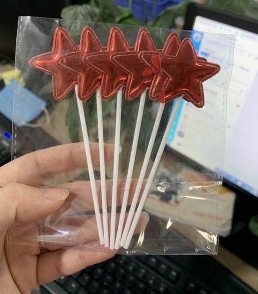 Set 60 cây sao da phồng đỏ (cây nhựa) (10 gói -6 cây/gói).