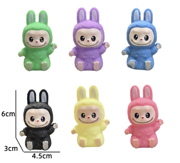 Set 6 Labubu nhựa sắc màu (kt 6x4.5cm).