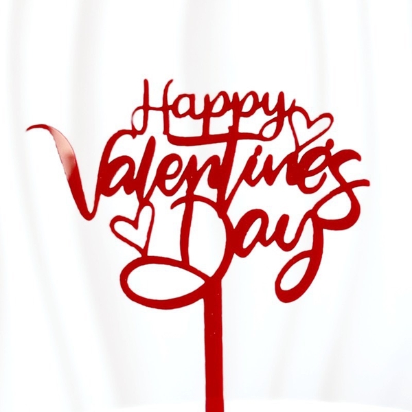 set 10 mica Happy Valentine gắn tim -MÀU ĐỎ.