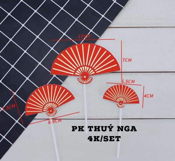 CAM-Set 3 quạt đỏ (sọc vàng).