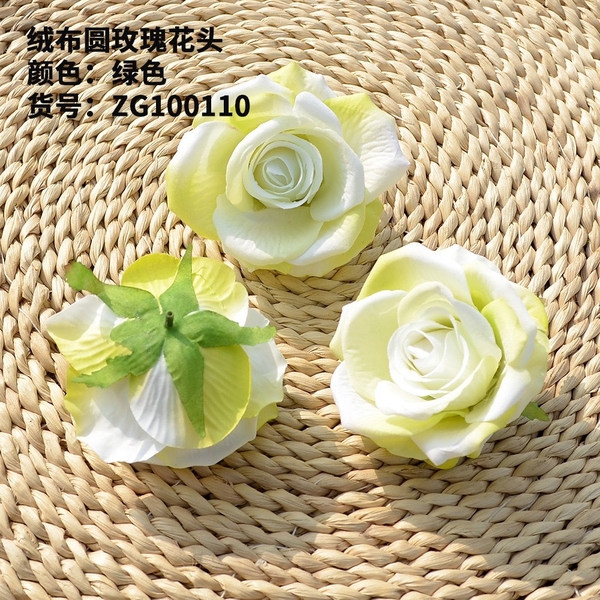 Hoa hồng đẹp (cánh cứng cáp)  kt 10cm-XANH LÁ NHẠT.