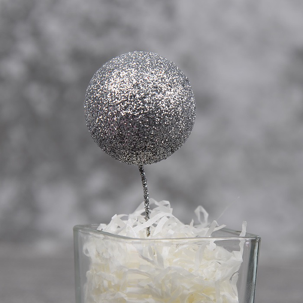 Set 5 bóng nhũ bạc - 2.5cm