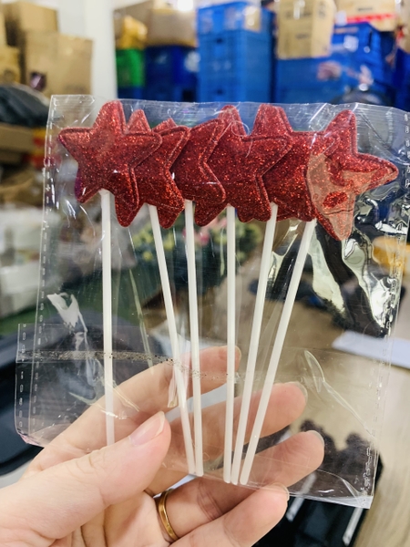 Set 60 cây sao nhũ -ĐỎ (cây nhựa) (10 gói -6 cây/gói).