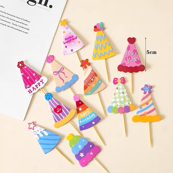 Combo 5 set giấy - cắm hình mũ sắc màu (60 mũ).