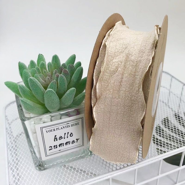 Ruybang vải sóng -NÂU NHẠT (4cm x 10m) (có lõi).