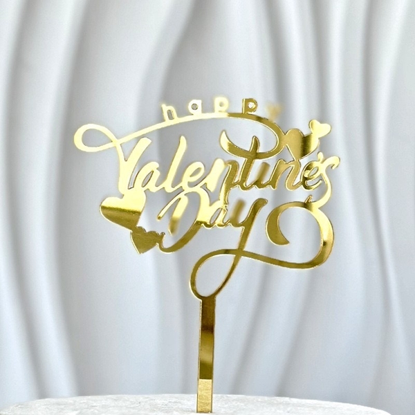 Set 10 mica Happy Valentine (chữ Happy vòng)-VÀNG.