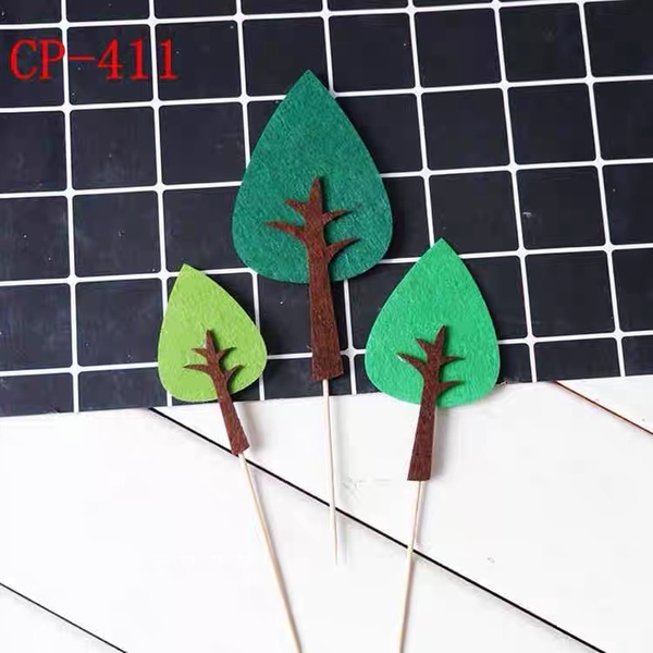 CAM-Set 3 cây lá nhọn-xanh (vải dạ).