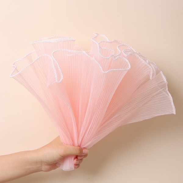 Voan thành bánh ngọc trai KHÔNG CÓ ĐÈN (kt 14cm x 200cm)-HỒNG NHẠT.