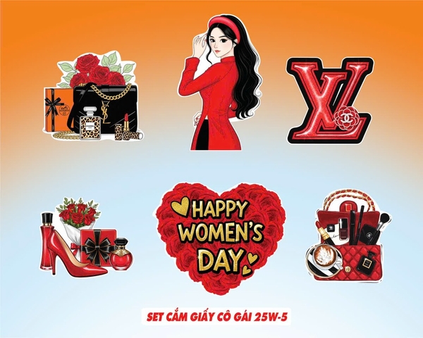 10 set giấy cô gái mặc áo dài ĐỎ HD -25W.5.