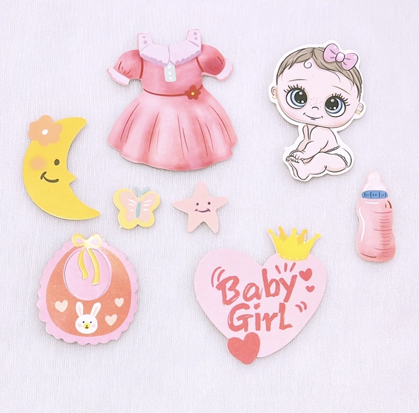 Combo 2 set giấy bé gái và yếm hồng.