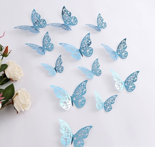 Set 12 bướm giấy 3D-XANH DƯƠNG.