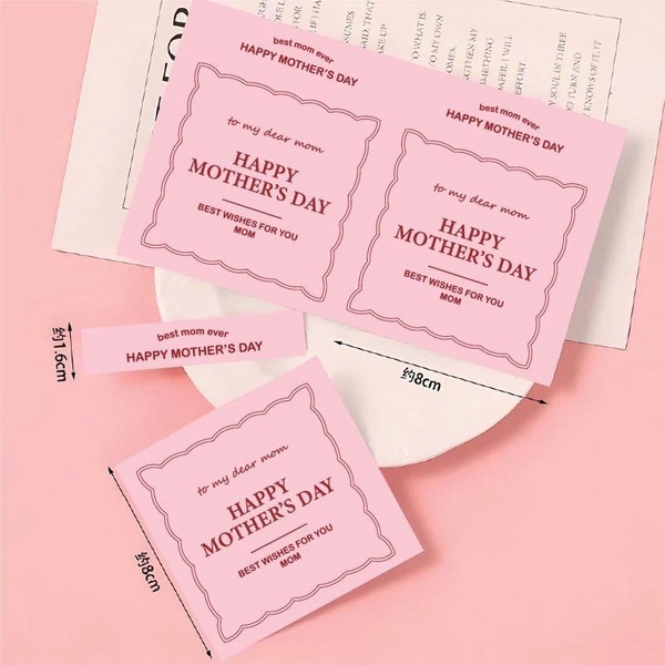 Set 50 bảng giấy vuông HAPPY MOTHER'S DAY kt 8cmx8cm-MÀU HỒNG.