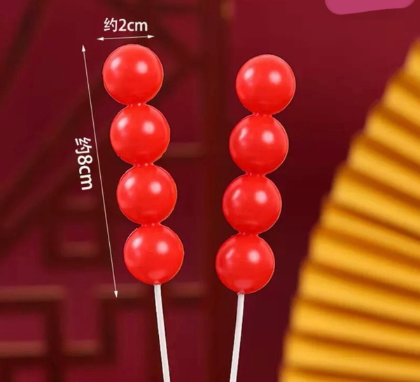 Set 10 cây cắm quả bóng nhựa màu đỏ.