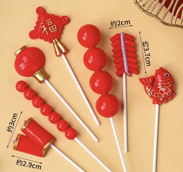 Set 7 chi tiết TẾT màu đỏ (nhựa).