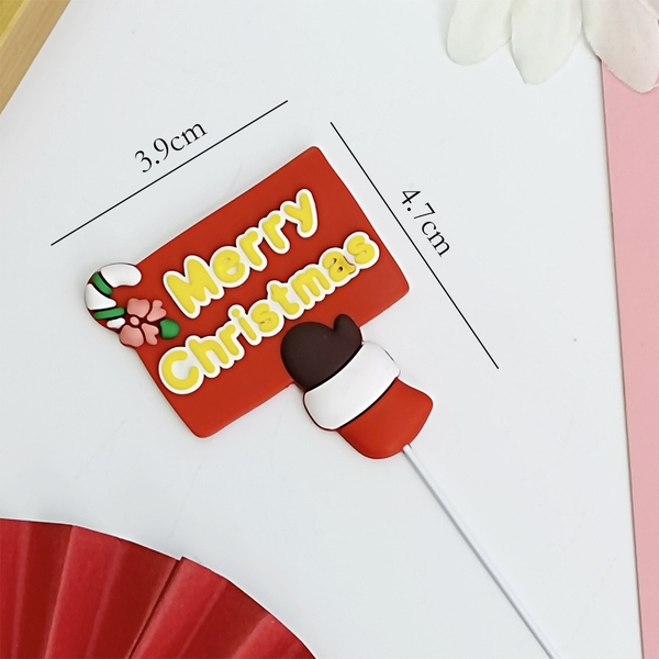 Tượng nhựa dẻo-Bảng hiệu Xmas có tay cầm.