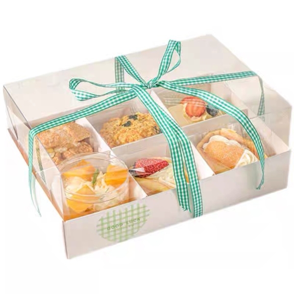 Set 10 hộp cupcake thấp đế giấy gấp 17x24.5x10cm - 6 ngăn.