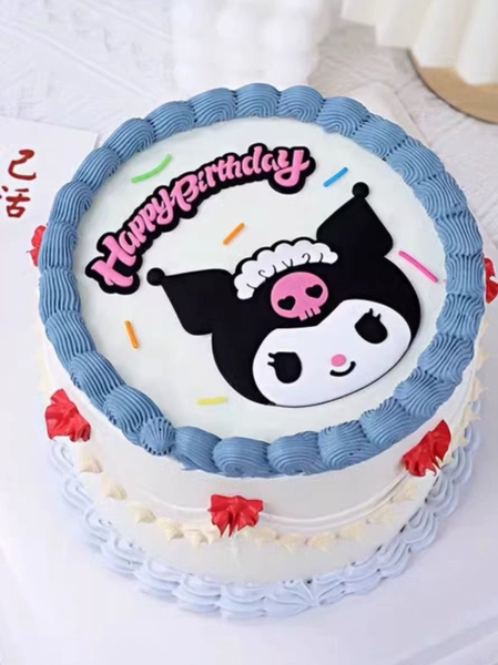 Tượng nhựa dẻo-Mèo Kuromi đen và chữ HPBD.