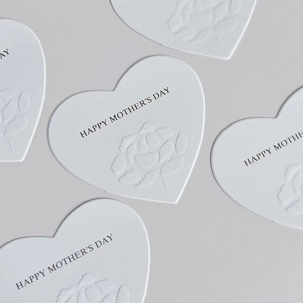 Set 5 bảng giấy trái tim Happy Mother's day-TRẮNG.
