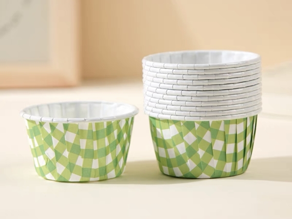 Set 50 cốc cupcake caro - XANH LÁ.