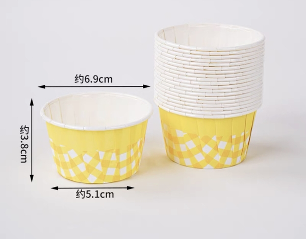 Set 50 cốc cupcake caro - VÀNG.