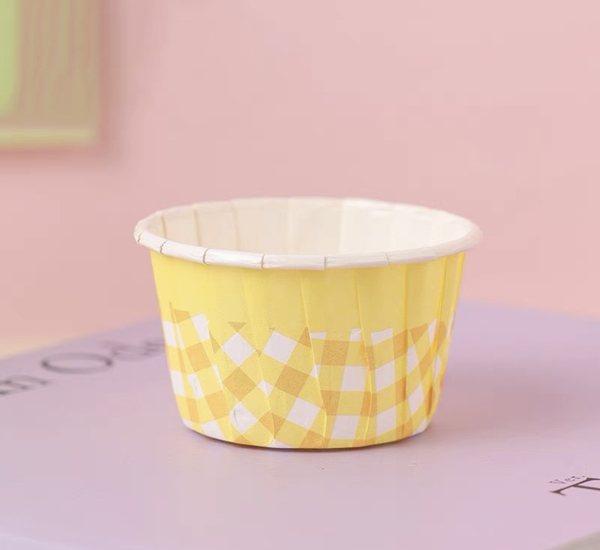 Set 50 cốc cupcake caro - VÀNG.