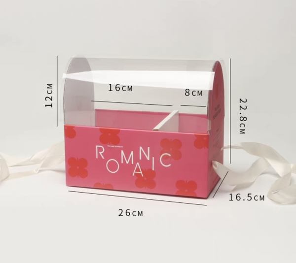 Set 10 hộp mica 2 ngăn ROMANTIC (vỏ hộp cán bóng mờ)-HỒNG ĐẬM.