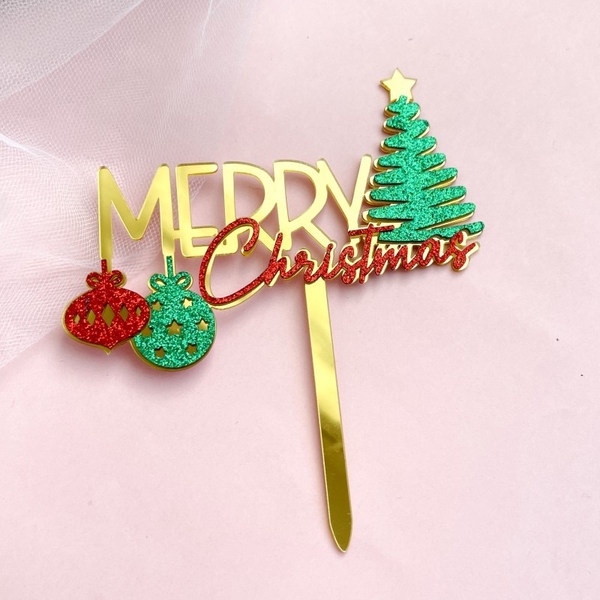 Mica Merry Christmas 2 lớp (gắn 1  cây thông).