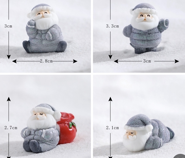 Set 5 tượng ông già noel nhựa đặc màu ghi (mix 4 mẫu).