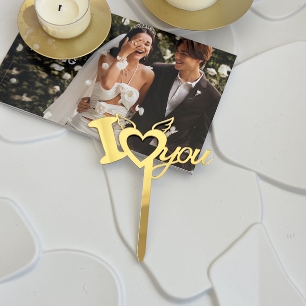 Set 10 mica I love you gắn cánh thiên thần.