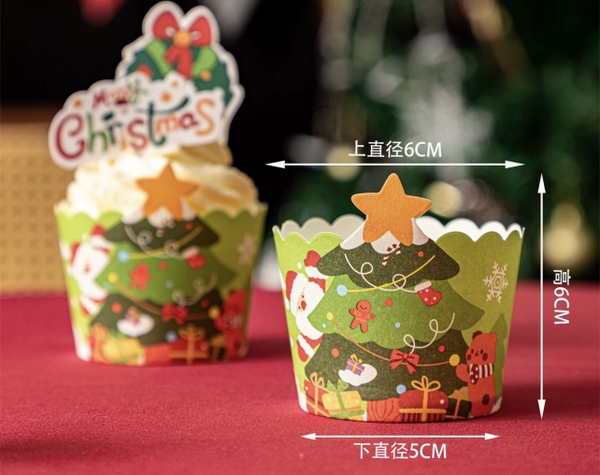 Set 50 cốc cupcake NOEL-hình cây thông noel.