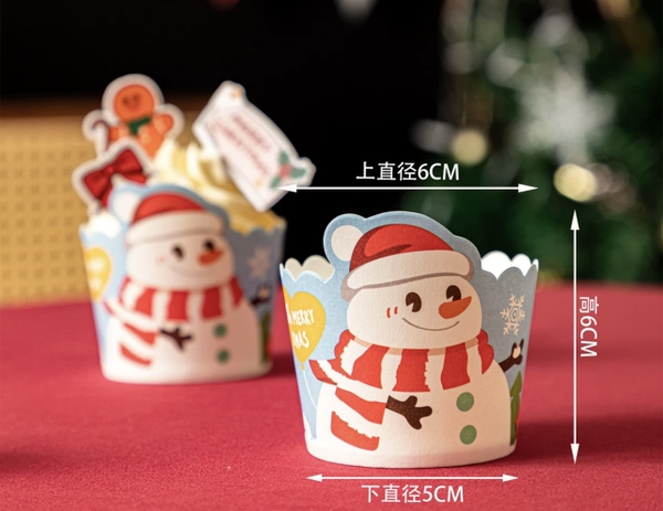 Set 50 cốc cupcake NOEL-hình người tuyết.