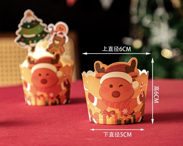 Set 50 cốc cupcake NOEL-hình tuần lộc.