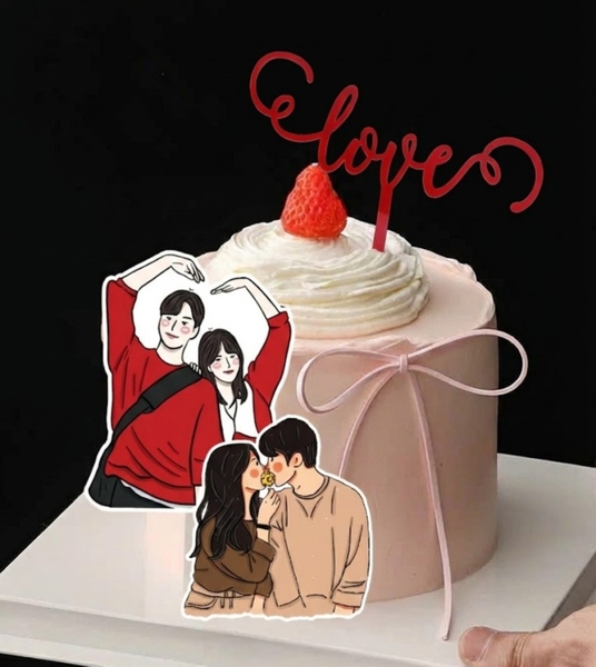 Set 10 mica chữ LOVE 2 vòng xoắn-ĐỎ.