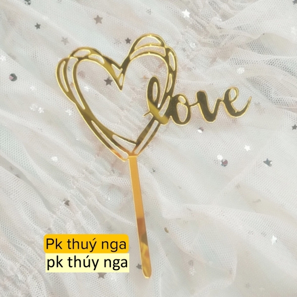 Set 10 mica tim love vàng 8162.