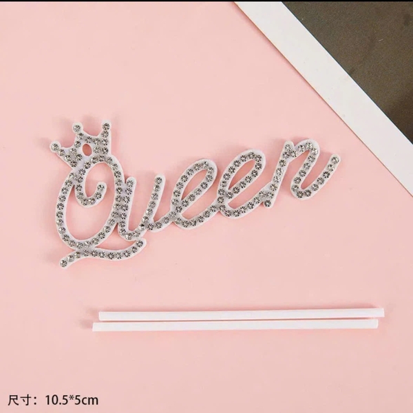 Set 10 chữ gắn hạt -Queen chữ mảnh (mẫu mới).