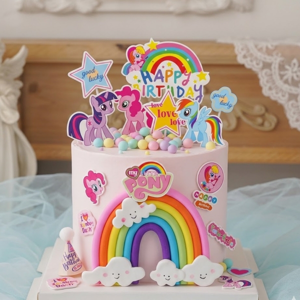 Combo 5 set giấy - Ngựa pony + cầu vồng + ngôi sao love vàng.