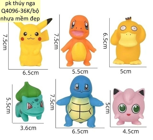 Bộ 6 POKEMON (nhựa cao su đẹp).