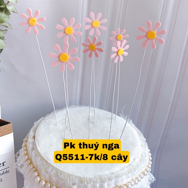 Set 8 mica hoa cúc-màu hồng.