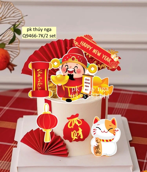 Combo 2 set giấy TẾT-  thần tài và mèo may mắn.