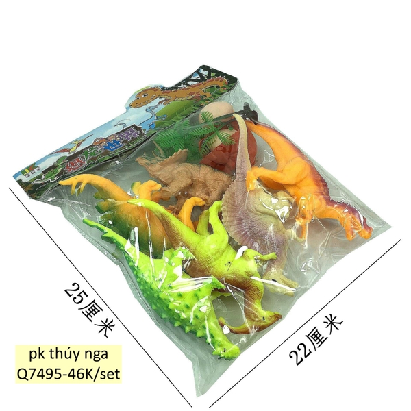 Bộ khủng 6 khủng long nhựa to và cây dừa, trứng.