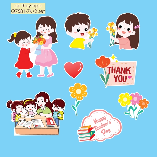 Combo 2 set giấy 20-11: cô giáo và học sinh (mãu 1).