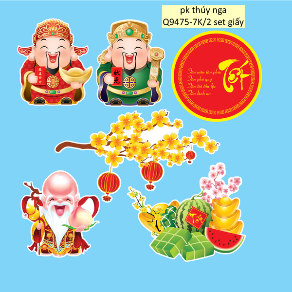 Combo 2 set giấy TẾT- 3 ÔNG PHÚC LỘC THỌ.