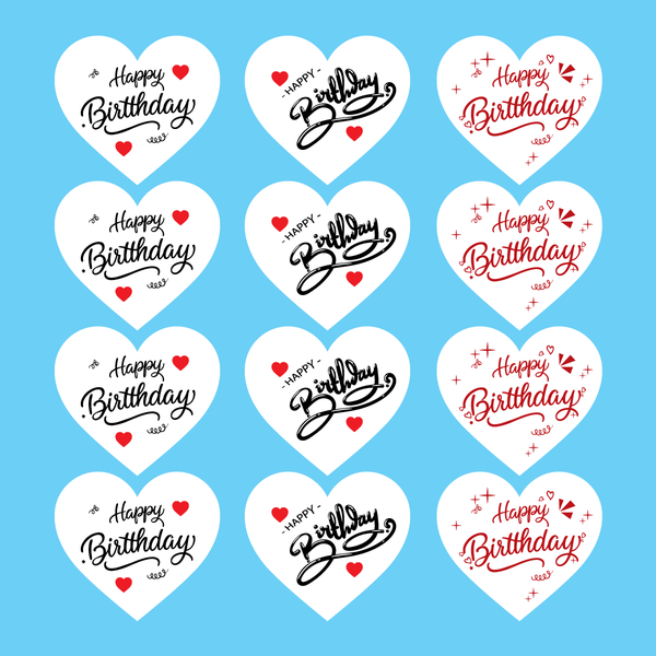 Set 60 thẻ trái tim HPBD giấy - MÀU TRẮNG (SIZE NHỎ 6.5x3.5cm).
