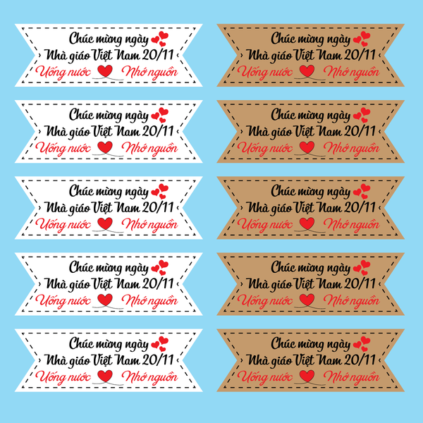 Set 60 thẻ giấy mix 2 màu nâu và trắng-Chúc mừng ngày Nhà giáo VN 20-11 (9148).
