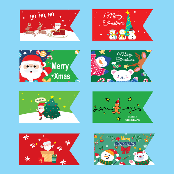 Set 45 thẻ cắm giấy Merry Christmas màu đỏ xanh mix (noel).