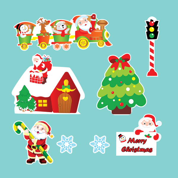 Combo 2 set giấy giáng sinh (noel) - đoàn tàu ông già noel + cây thông +bông tuyết.