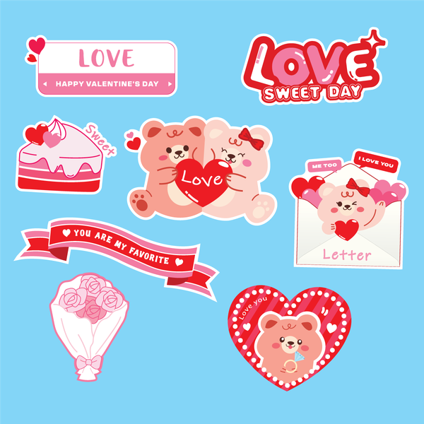 Combo 2 set giấy tình yêu - gấu love+bánh+hoa.