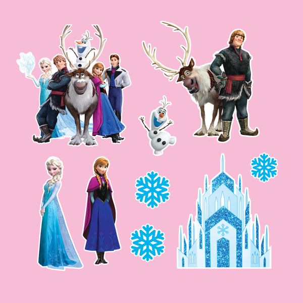 Combo 2 set giấy - elsa, anna, lâu đài.