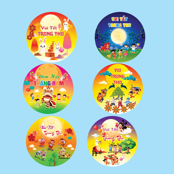 Combo 12 bảng tròn chủ đề trung thu (đường kính 8cm).
