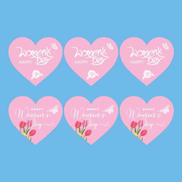 Combo 12 thẻ giấy Happy women's day hình trái ti-màu hồng mix  2 mẫu (Q9017).